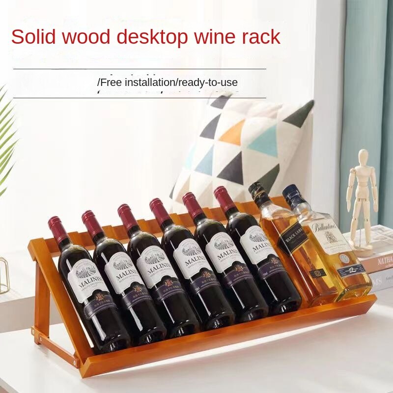 Simple Red Wine Rack Solid Wood Decoration Installation Free Household Wine Bottle Rack