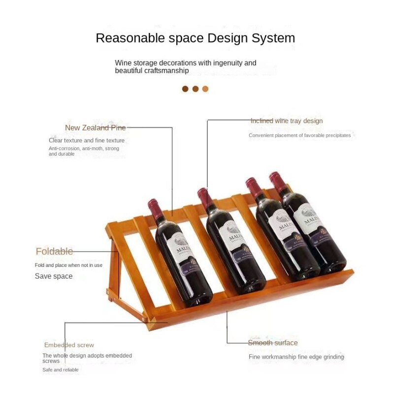 Simple Red Wine Rack Solid Wood Decoration Installation Free Household Wine Bottle Rack