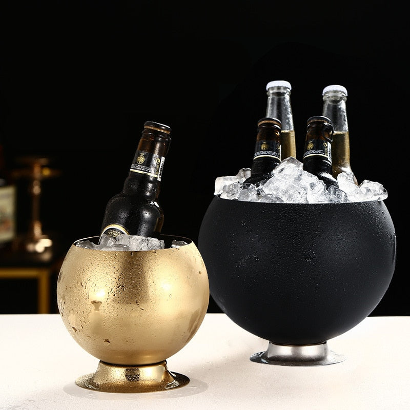 Stainless Steel Ice Bucket Portable Beer Wine Bottle Cooler Container for Party Bar Whisky Beverage Too