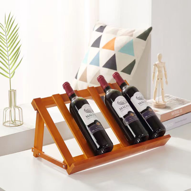 Simple Red Wine Rack Solid Wood Decoration Installation Free Household Wine Bottle Rack