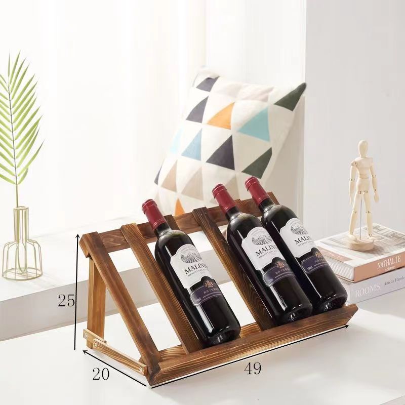 Simple Red Wine Rack Solid Wood Decoration Installation Free Household Wine Bottle Rack