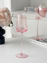 High Value Champagne Glasses Red Wine Glasses Home Crystal Glass Pink Angled Goblet