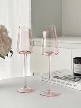 High Value Champagne Glasses Red Wine Glasses Home Crystal Glass Pink Angled Goblet