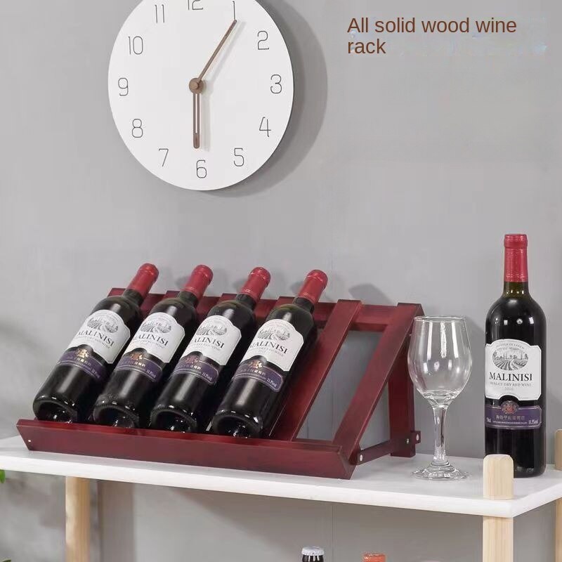 Simple Red Wine Rack Solid Wood Decoration Installation Free Household Wine Bottle Rack