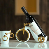Bicycle Sculpture Ornaments Creative Ceramic Wine Rack Modern Abstract Art Home Decor Desk Decoration