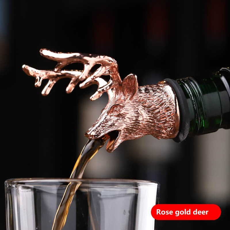 Zinc Alloy Deer Stag Head Wine Pourer Unique Wine Bottle Stoppers