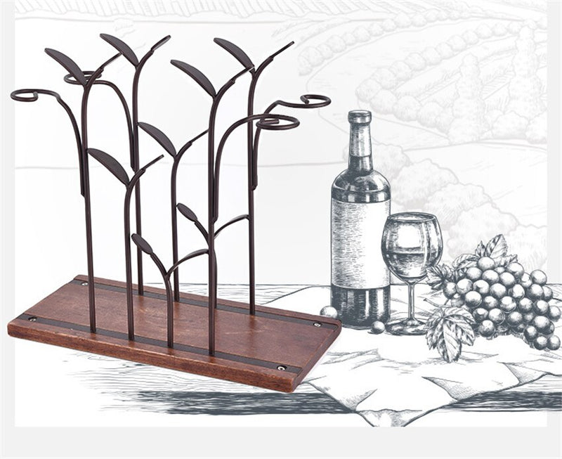 Iron Wire forest Leaf Wine Rack Stand Hanging Drinking Glass