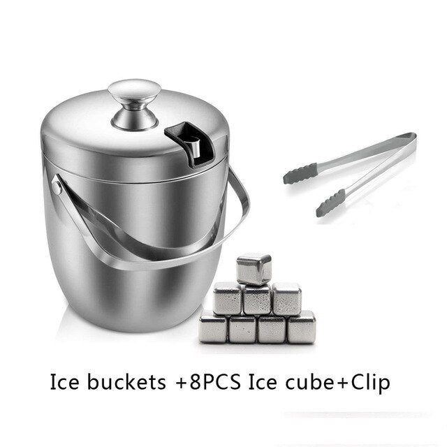 UNTIOR 1.3L/3L  Stainless Steel Ice Bucket Portable Double Wall Insulated Bucket