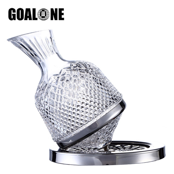 GOALONE Luxury Rotating Wine Decanter Lead-Free Clear Crystal  Decanter