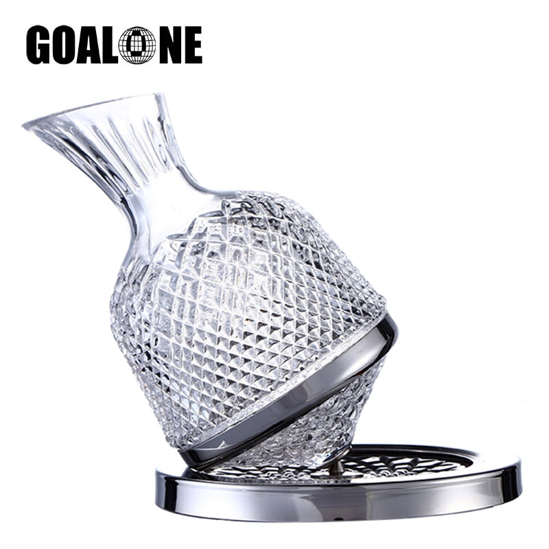 GOALONE Luxury Rotating Wine Decanter Lead-Free Clear Crystal  Decanter