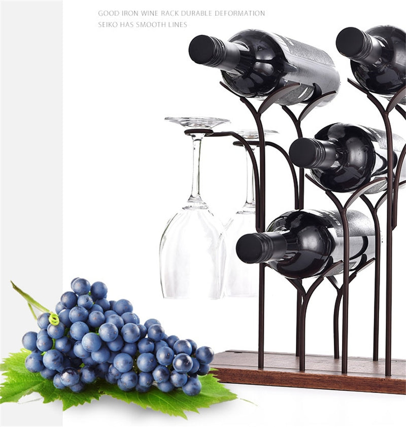 Iron Wire forest Leaf Wine Rack Stand Hanging Drinking Glass