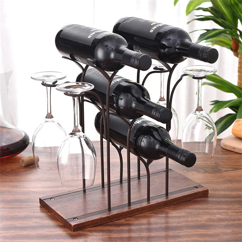 Iron Wire forest Leaf Wine Rack Stand Hanging Drinking Glass