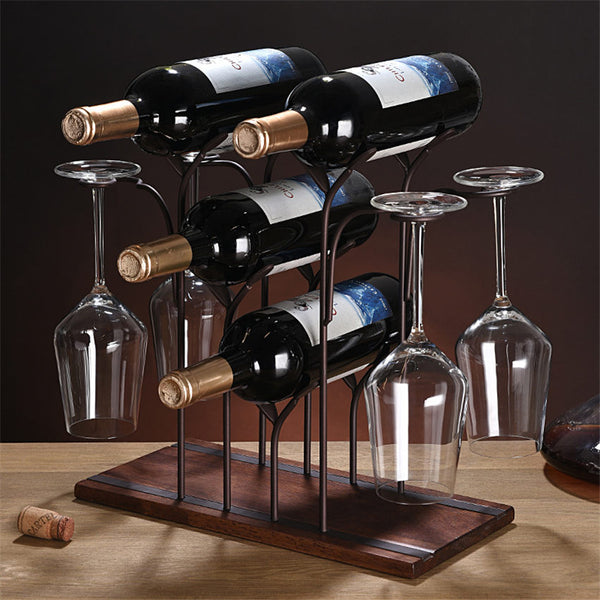 Iron Wire forest Leaf Wine Rack Stand Hanging Drinking Glass