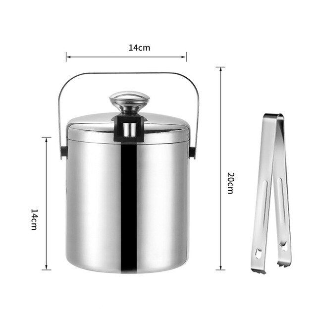 UNTIOR 1.3L/3L  Stainless Steel Ice Bucket Portable Double Wall Insulated Bucket