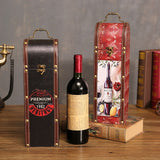 Vintage leather red wine box single wooden high-end gift package wooden box