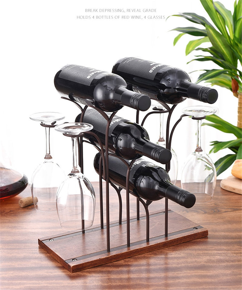 Iron Wire forest Leaf Wine Rack Stand Hanging Drinking Glass