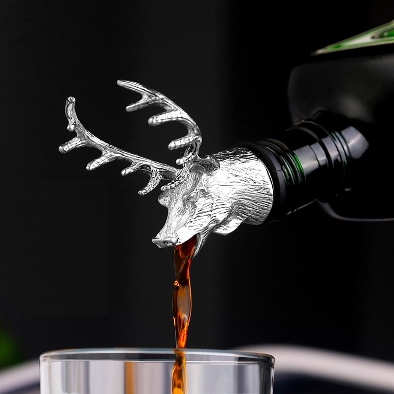 Zinc Alloy Deer Stag Head Wine Pourer Unique Wine Bottle Stoppers