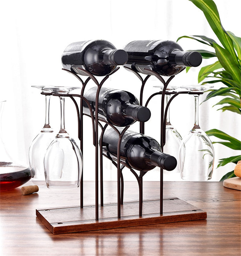 Iron Wire forest Leaf Wine Rack Stand Hanging Drinking Glass