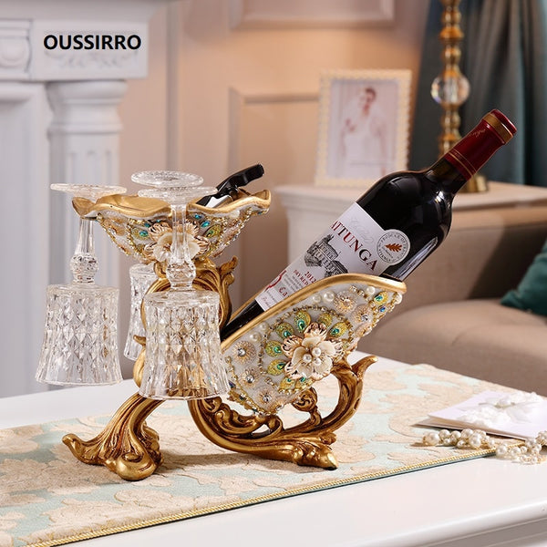 European Red Wine Holder living room luxury wine cabinet decorations High foot wine glass holder