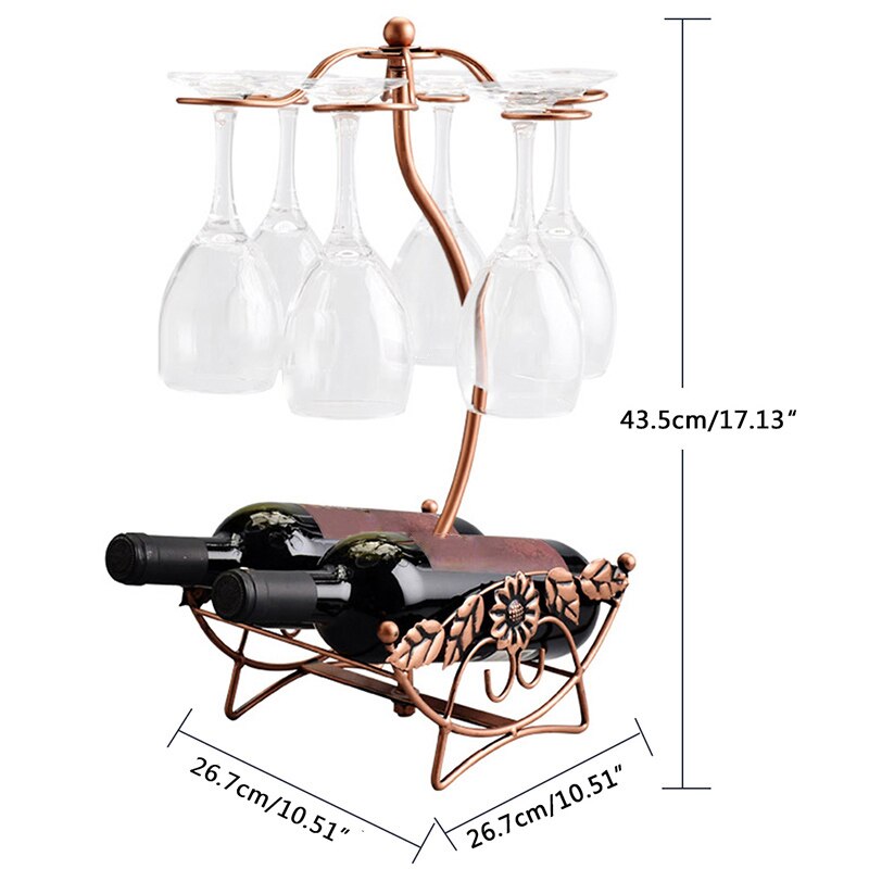 Iron Wire Maple Leaf Hollow Wine Rack Stand Hanging Drinking