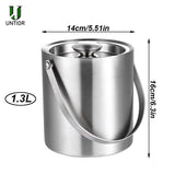 UNTIOR 1.3L/3L  Stainless Steel Ice Bucket Portable Double Wall Insulated Bucket