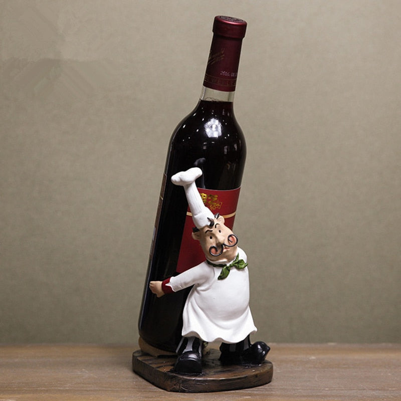 VILEAD 21cm Resin Mustache Chef Back Wine Rack