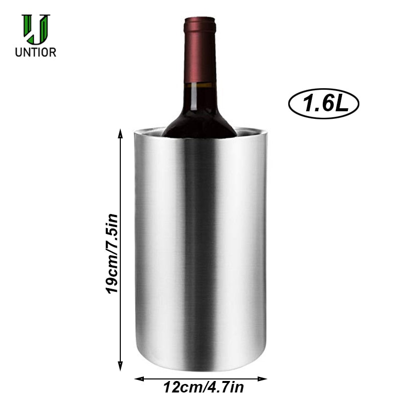 UNTIOR 1.3L/3L  Stainless Steel Ice Bucket Portable Double Wall Insulated Bucket