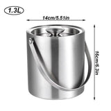 UNTIOR 1.3L/3L  Stainless Steel Ice Bucket Portable Double Wall Insulated Bucket