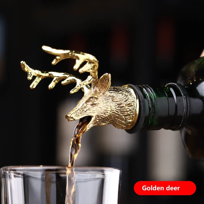 Zinc Alloy Deer Stag Head Wine Pourer Unique Wine Bottle Stoppers