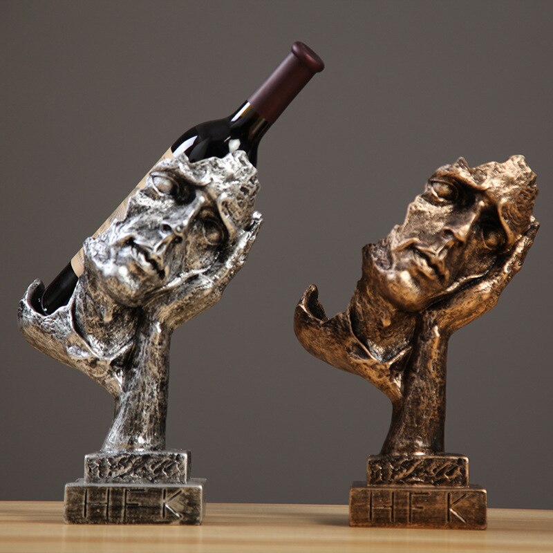 Abstract Figure Bottle Holder Decorative Resin Statue Face Wine Rack