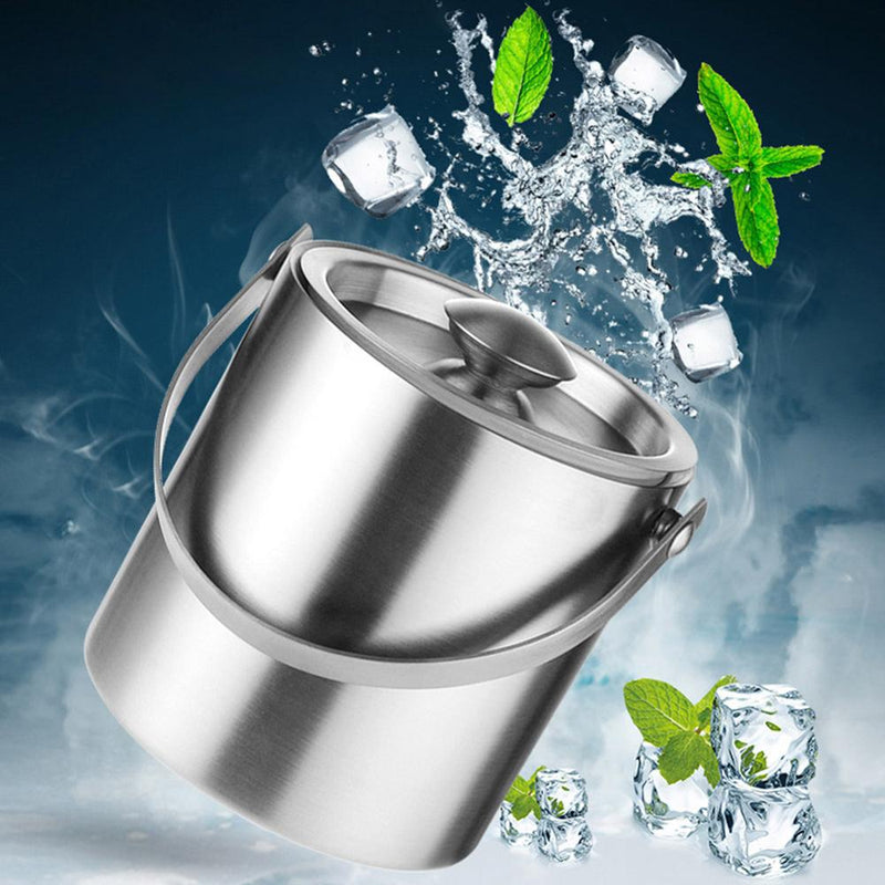 UNTIOR 1.3L/3L  Stainless Steel Ice Bucket Portable Double Wall Insulated Bucket