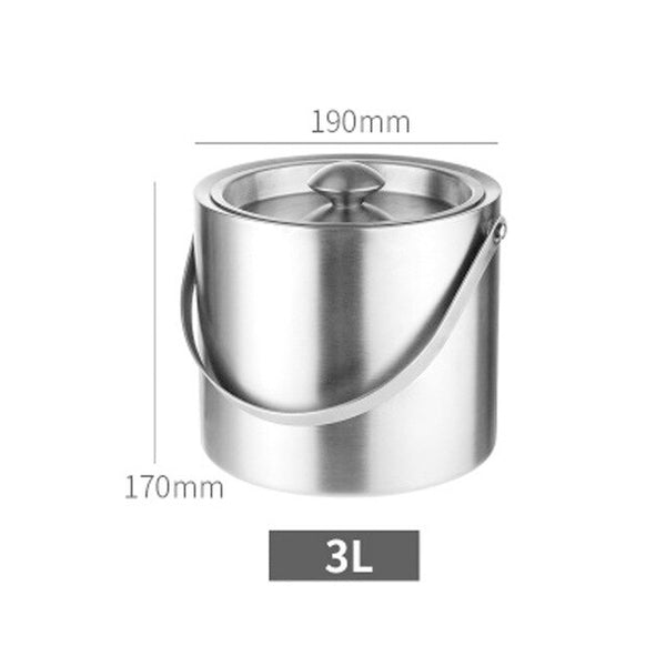 UNTIOR 1.3L/3L  Stainless Steel Ice Bucket Portable Double Wall Insulated Bucket