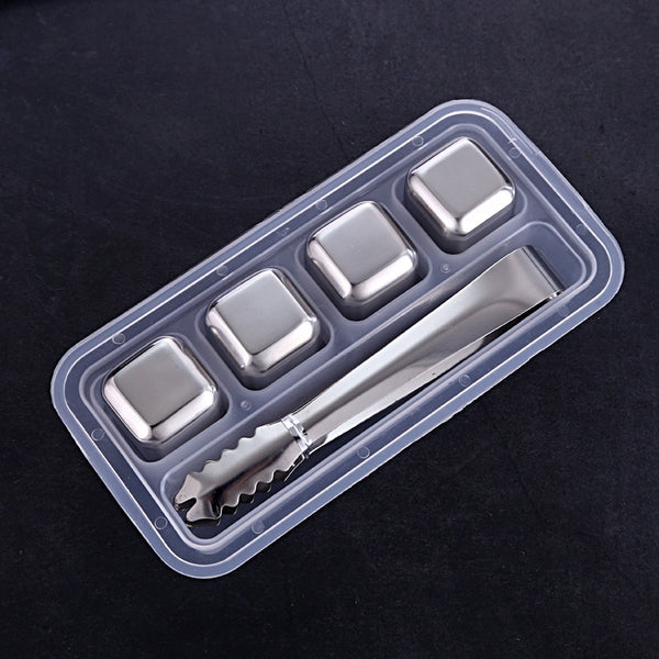 4/6/8 Pcs Stainless Steel Ice Cubes Set Reusable Chilling Stones for Whiskey Wine Wine Cooling Cube
