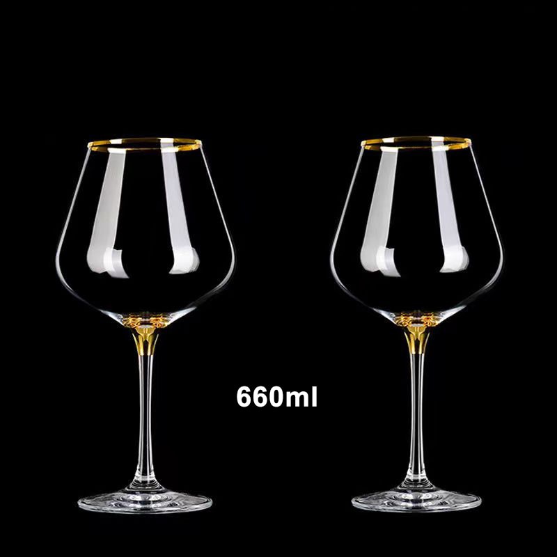European 660ml Luxury Gold Burgundy Glass Vintage Wine Glasses