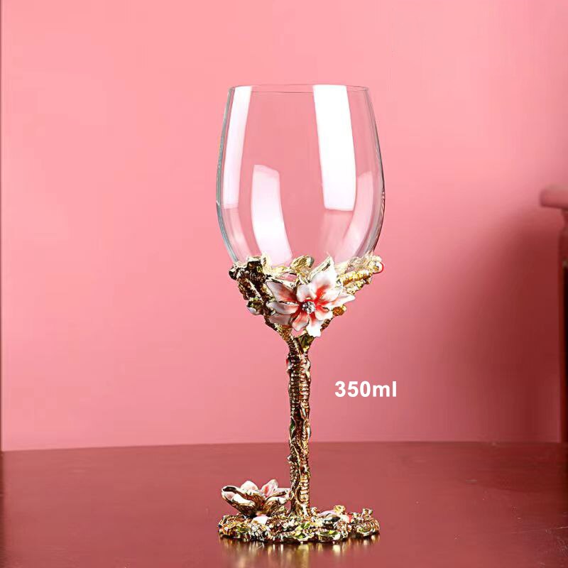 Exquisite Lily Enamel Wine Glass Crystal Glass Wine
