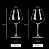 European 660ml Luxury Gold Burgundy Glass Vintage Wine Glasses