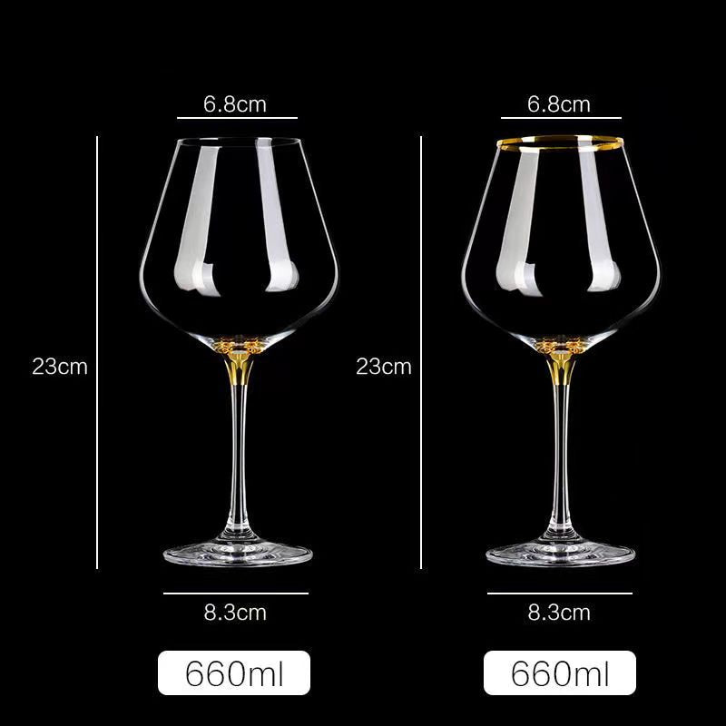 European 660ml Luxury Gold Burgundy Glass Vintage Wine Glasses