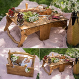 Outdoor Portable Tables Wooden Folding Picnic Basket Table Rectangle Foldable Desk