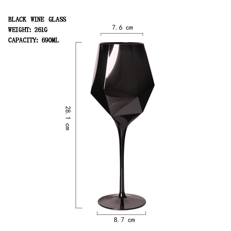 Pure Black Crystal Golden Edge Red Wine Glass Goblet Light Luxury