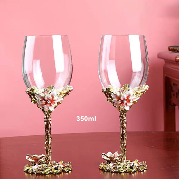 Exquisite Lily Enamel Wine Glass Crystal Glass Wine