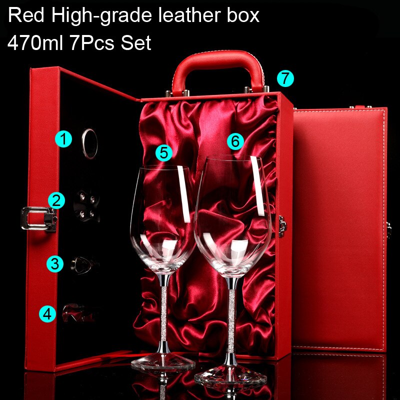 Goblet Wine Glass Lead-Free Crystal Glass 470/700ml High-Grade Leather box