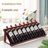 Simple Red Wine Rack Solid Wood Decoration Installation Free Household Wine Bottle Rack