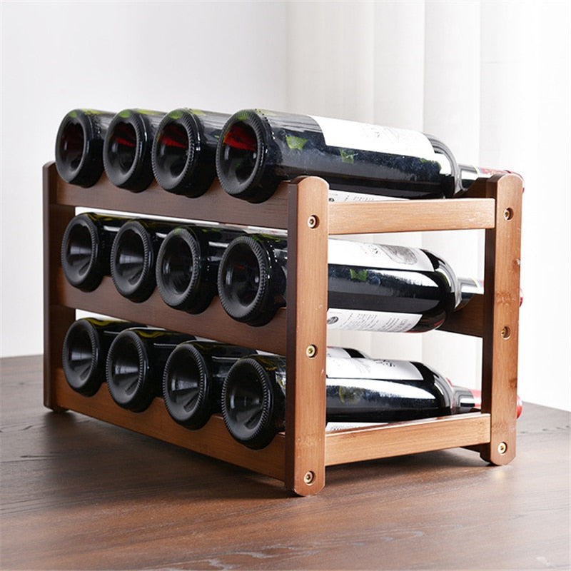 Vintage Wooden Wine Rack Cabinet Holder
