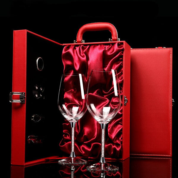 Goblet Wine Glass Lead-Free Crystal Glass 470/700ml High-Grade Leather box