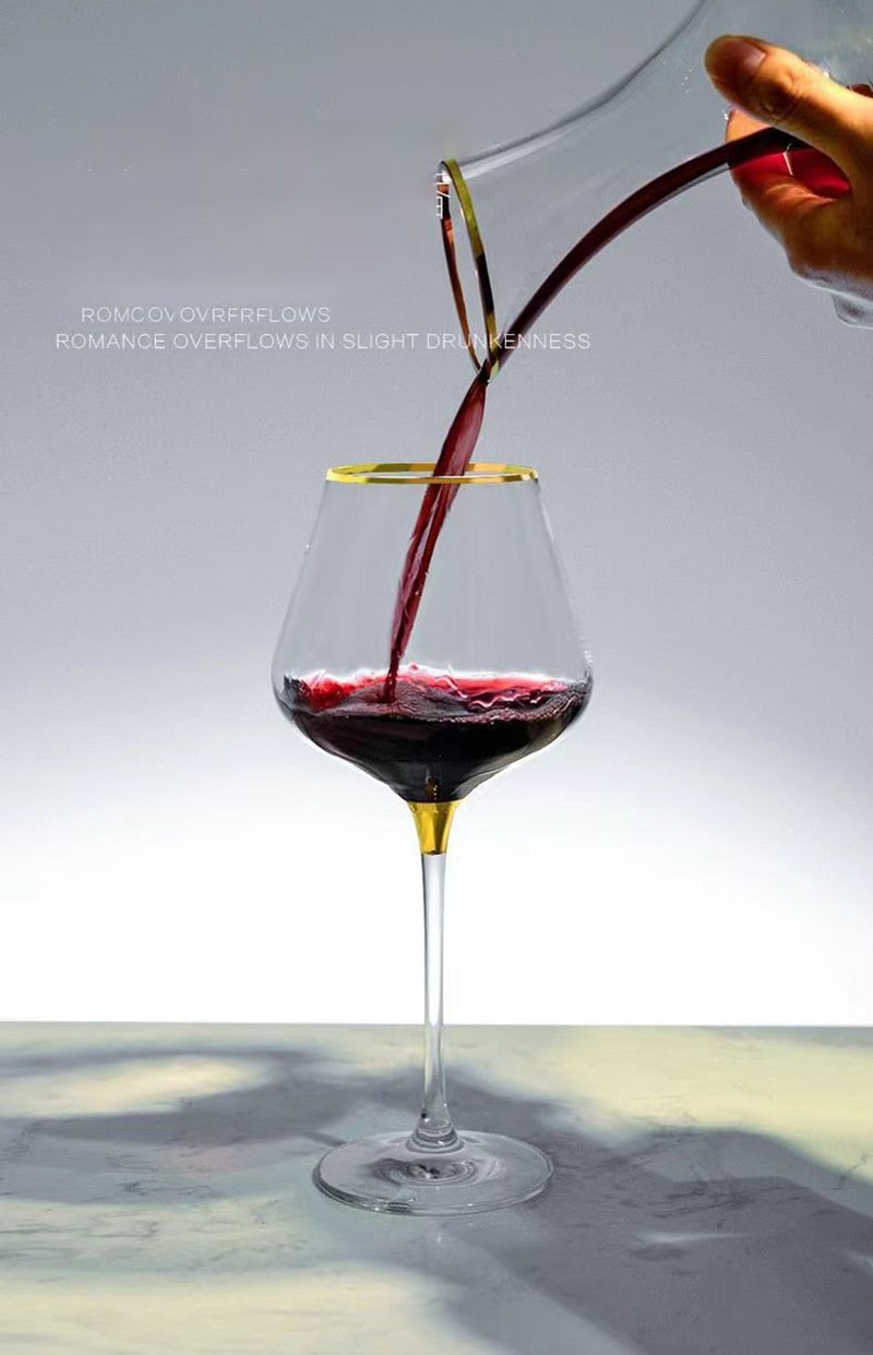 European 660ml Luxury Gold Burgundy Glass Vintage Wine Glasses