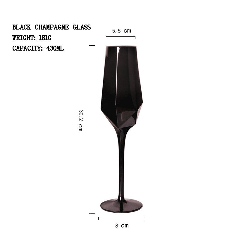 Pure Black Crystal Golden Edge Red Wine Glass Goblet Light Luxury