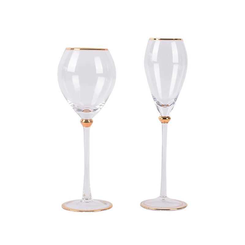 2 Kinds of Royal Style Goblet Tracing Gold Wine Glass Burgundy Wine Set
