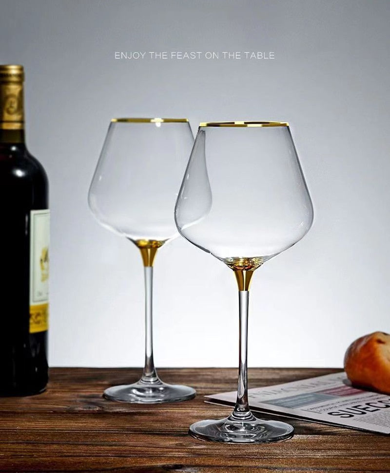 European 660ml Luxury Gold Burgundy Glass Vintage Wine Glasses