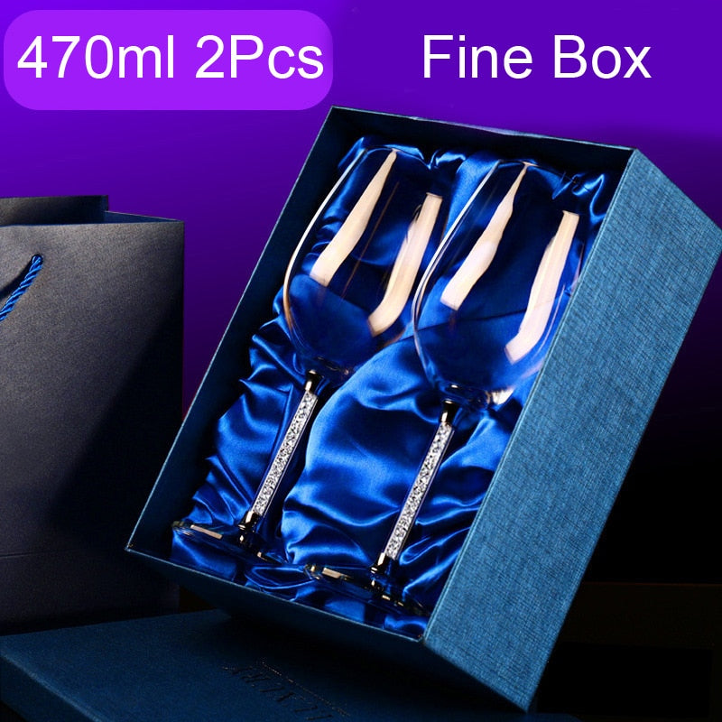 Goblet Wine Glass Lead-Free Crystal Glass 470/700ml High-Grade Leather box