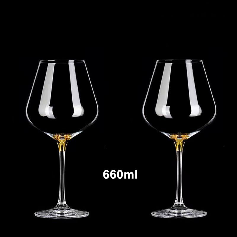 European 660ml Luxury Gold Burgundy Glass Vintage Wine Glasses